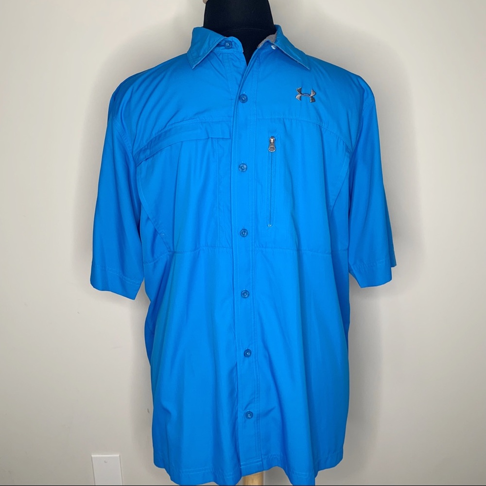 Under Armour Bright Blue Short Sleeve Button-Down Shirt